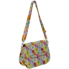 Abstract Flowers And Circle Saddle Handbag by DinzDas