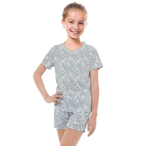 Abstract Flowers And Circle Kids  Mesh Tee And Shorts Set by DinzDas