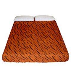 Animal Skin - Lion And Orange Skinnes Animals - Savannah And Africa Fitted Sheet (california King Size) by DinzDas