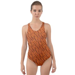 Animal Skin - Lion And Orange Skinnes Animals - Savannah And Africa Cut-out Back One Piece Swimsuit by DinzDas