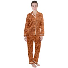 Animal Skin - Lion And Orange Skinnes Animals - Savannah And Africa Satin Long Sleeve Pyjamas Set by DinzDas