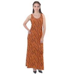 Animal Skin - Lion And Orange Skinnes Animals - Savannah And Africa Sleeveless Velour Maxi Dress by DinzDas