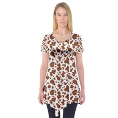 Animal Skin - Brown Cows Are Funny And Brown And White Short Sleeve Tunic  by DinzDas