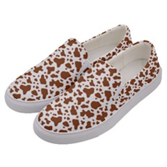 Animal Skin - Brown Cows Are Funny And Brown And White Men s Canvas Slip Ons by DinzDas