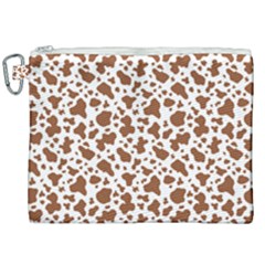 Animal Skin - Brown Cows Are Funny And Brown And White Canvas Cosmetic Bag (xxl) by DinzDas