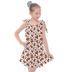 Animal Skin - Brown Cows Are Funny And Brown And White Kids  Tie Up Tunic Dress by DinzDas