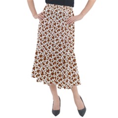 Animal Skin - Brown Cows Are Funny And Brown And White Midi Mermaid Skirt by DinzDas