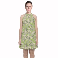 Camouflage Urban Style And Jungle Elite Fashion Velvet Halter Neckline Dress  by DinzDas