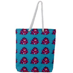 Little Devil Baby - Cute And Evil Baby Demon Full Print Rope Handle Tote (large) by DinzDas