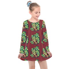 Monster Party - Hot Sexy Monster Demon With Ugly Little Monsters Kids  Long Sleeve Dress by DinzDas