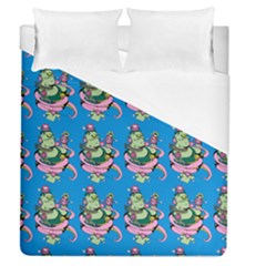 Monster And Cute Monsters Fight With Snake And Cyclops Duvet Cover (queen Size) by DinzDas