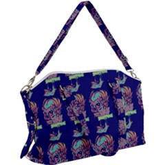 Jaw Dropping Horror Hippie Skull Canvas Crossbody Bag by DinzDas