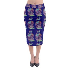 Jaw Dropping Horror Hippie Skull Midi Pencil Skirt by DinzDas