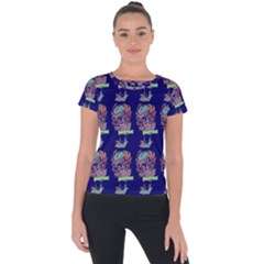 Jaw Dropping Horror Hippie Skull Short Sleeve Sports Top  by DinzDas