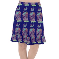 Jaw Dropping Horror Hippie Skull Fishtail Chiffon Skirt by DinzDas