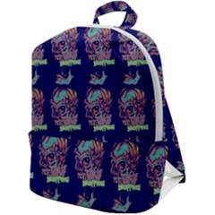 Jaw Dropping Horror Hippie Skull Zip Up Backpack by DinzDas