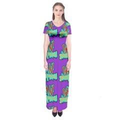 Jaw Dropping Comic Big Bang Poof Short Sleeve Maxi Dress by DinzDas