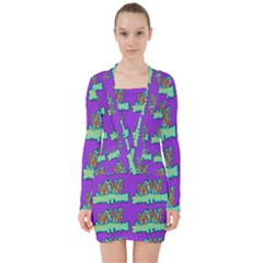 Jaw Dropping Comic Big Bang Poof V-neck Bodycon Long Sleeve Dress by DinzDas