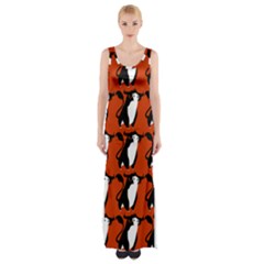  Bull In Comic Style Pattern - Mad Farming Animals Thigh Split Maxi Dress by DinzDas