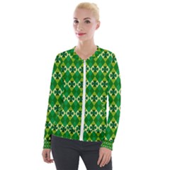 St Patricks Pattern Velour Zip Up Jacket by designsbymallika