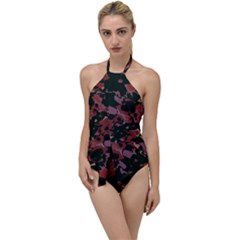 Red Dark Camo Abstract Print Go With The Flow One Piece Swimsuit by dflcprintsclothing