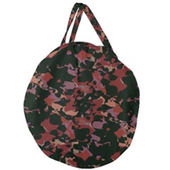 Red Dark Camo Abstract Print Giant Round Zipper Tote by dflcprintsclothing