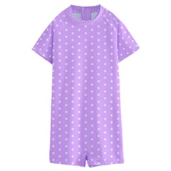 White Polka Dot Pastel Purple Background, Pink Color Vintage Dotted Pattern Kids  Boyleg Half Suit Swimwear by Casemiro