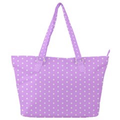 White Polka Dot Pastel Purple Background, Pink Color Vintage Dotted Pattern Full Print Shoulder Bag by Casemiro