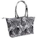 Black and white leafs pattern, tropical jungle, nature themed Canvas Shoulder Bag View2