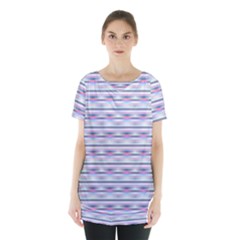 Pastel Lines, Bars Pattern, Pink, Light Blue, Purple Colors Skirt Hem Sports Top by Casemiro