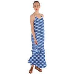 Pastel Blue, White Polka Dots Pattern, Retro, Classic Dotted Theme Cami Maxi Ruffle Chiffon Dress by Casemiro