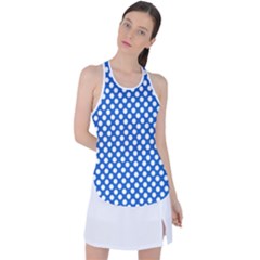 Pastel Blue, White Polka Dots Pattern, Retro, Classic Dotted Theme Racer Back Mesh Tank Top by Casemiro