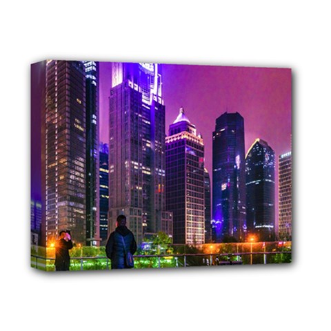Lujiazui District Nigth Scene, Shanghai China Deluxe Canvas 14  X 11  (stretched) by dflcprintsclothing