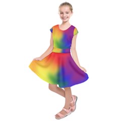 Rainbow Colors Lgbt Pride Abstract Art Kids  Short Sleeve Dress by yoursparklingshop