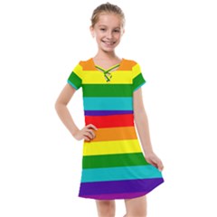 Original 8 Stripes Lgbt Pride Rainbow Flag Kids  Cross Web Dress by yoursparklingshop