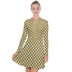 Gold Polka Dots Patterm, Retro Style Dotted Pattern, Classic White Circles Long Sleeve Panel Dress by Casemiro