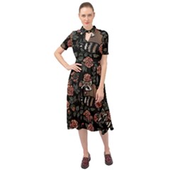 Raccoon Floral Keyhole Neckline Chiffon Dress by BubbSnugg