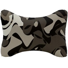 Trippy Sepia Paint Splash, Brown, Army Style Camo, Dotted Abstract Pattern Seat Head Rest Cushion by Casemiro