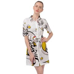 Roseanne Chicken, Retro Chickens Belted Shirt Dress by EvgeniaEsenina