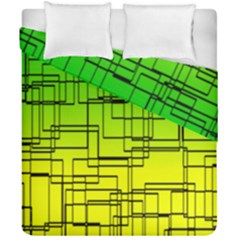 Geometrical Lines Pattern, Asymmetric Blocks Theme, Line Art Duvet Cover Double Side (california King Size) by Casemiro