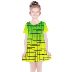 Geometrical Lines Pattern, Asymmetric Blocks Theme, Line Art Kids  Simple Cotton Dress by Casemiro