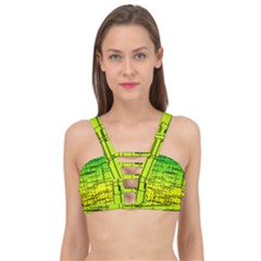 Geometrical Lines Pattern, Asymmetric Blocks Theme, Line Art Cage Up Bikini Top by Casemiro