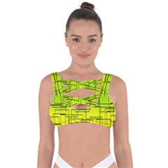 Geometrical Lines Pattern, Asymmetric Blocks Theme, Line Art Bandaged Up Bikini Top by Casemiro