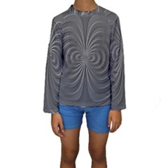 Abstract Metallic Spirals, Silver Color, Dark Grey, Graphite Colour Kids  Long Sleeve Swimwear by Casemiro
