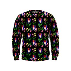 60s Girl Floral Daisy Black Kids  Sweatshirt by snowwhitegirl