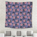 60s Girl Floral Blue Square Tapestry (Large) View2