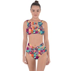 Geometric Mosaic Bandaged Up Bikini Set  by designsbymallika
