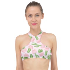 Cactus Pattern High Neck Bikini Top by designsbymallika