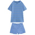 Classic marine stripes pattern, retro stylised striped theme Kids  Swim Tee and Shorts Set View1