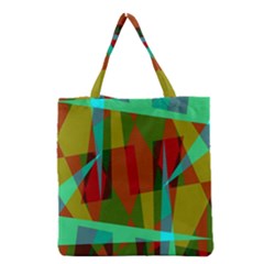 Rainbow Colors Palette Mix, Abstract Triangles, Asymmetric Pattern Grocery Tote Bag